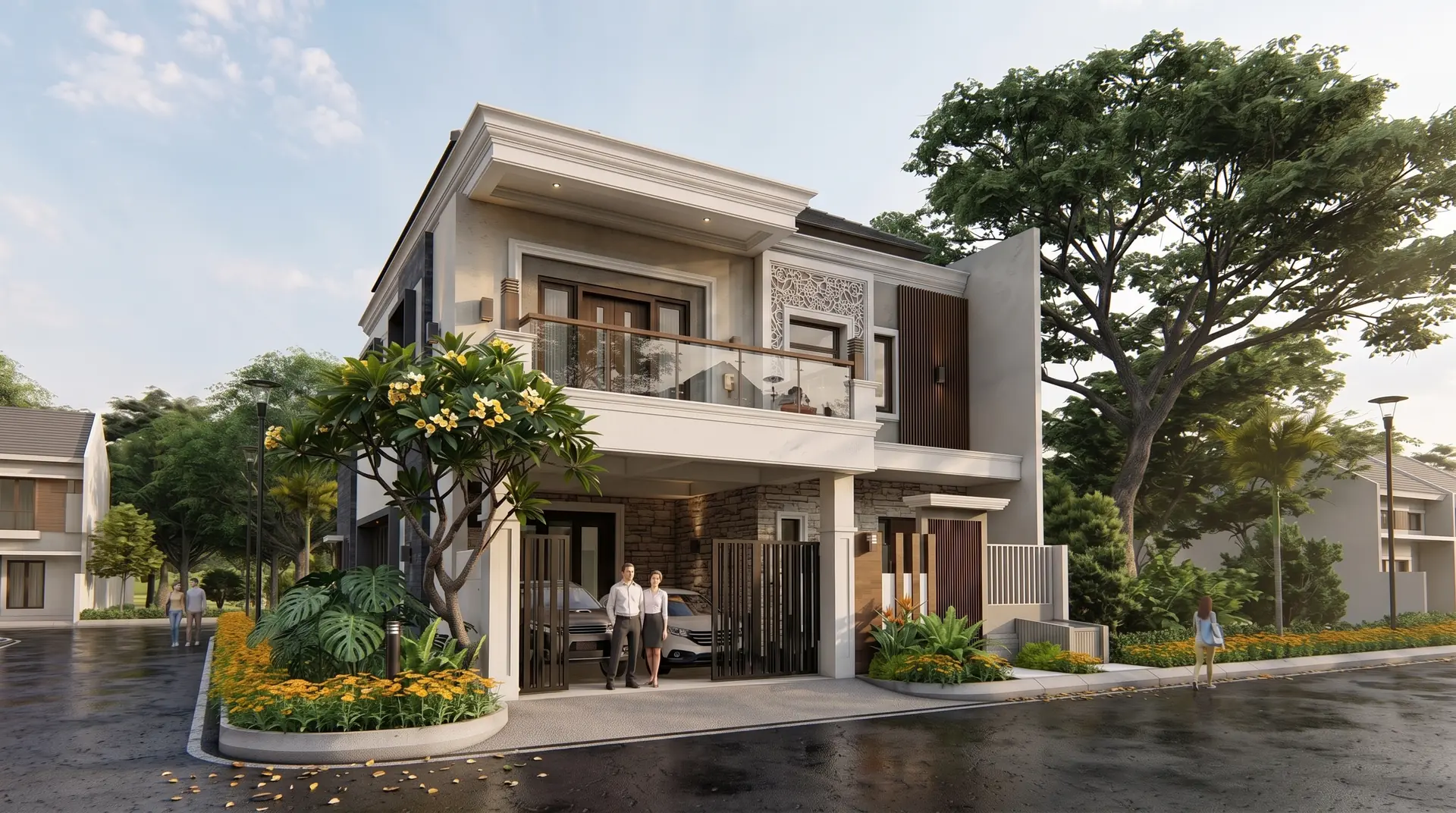 Tampak samping rumah sudut di Jatinegara setelah renovasi