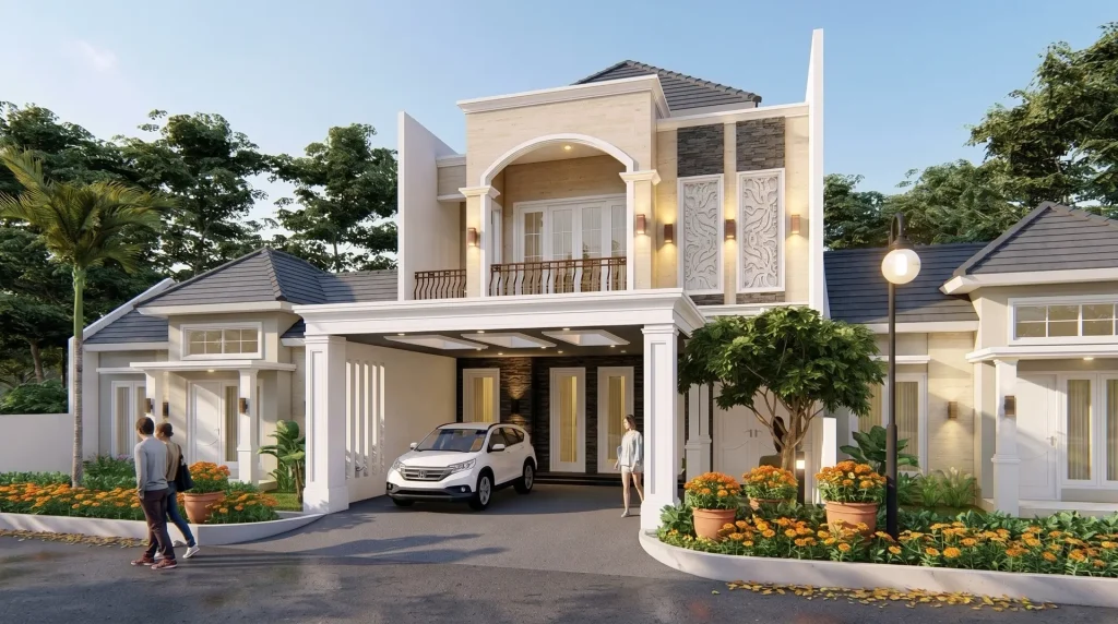 Renovasi fasad klasik modern Rumah Bapak G*** di Serpong, desain RAW Arch Studio