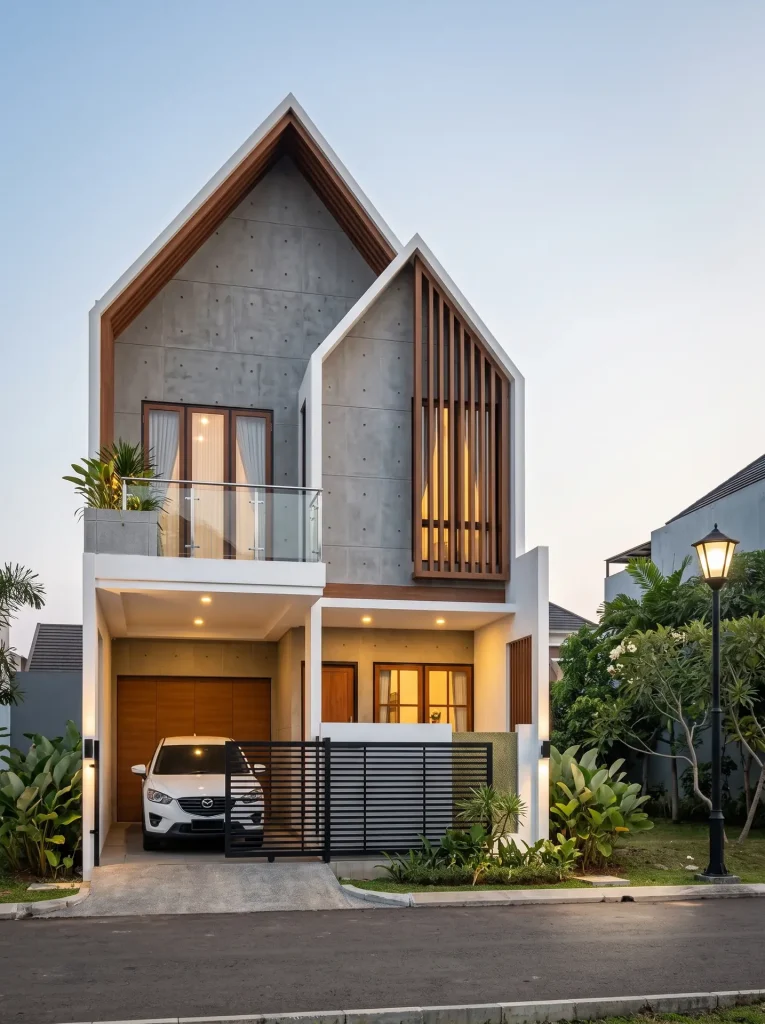 Rumah dua lantai modern kontemporer Rumah Ibu N*** di Serpong, desain RAW Arch Studio